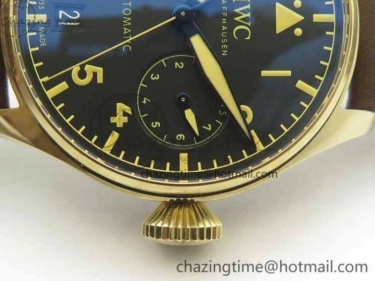 MIROTIME 0311 Big Pilot IW501005 Real Bronze ZF 1:1 Best Edition Black Dial on Brown Leather Strap A Sleek 7192